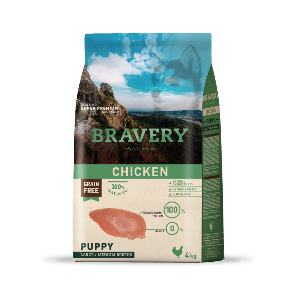 Bravery Chicken Puppy Large / Medium Breed 4 KG