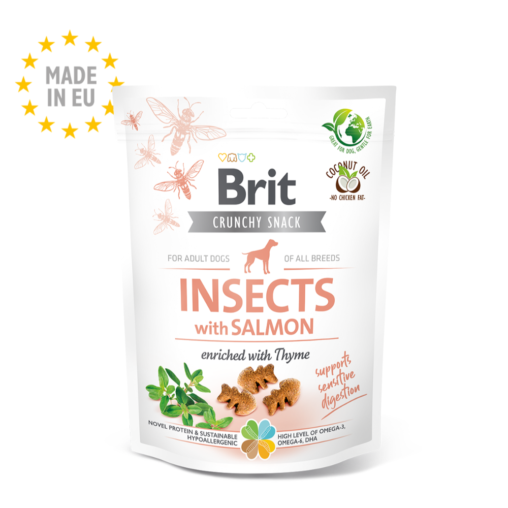 BRIT CRUNCHY SNACK INSECTS WITH SALMON 200 GR