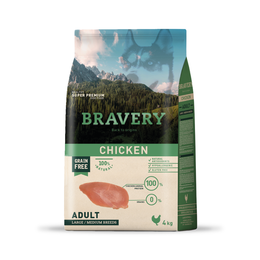 Bravery Chicken Adult Large / Medium Breed 4 KG